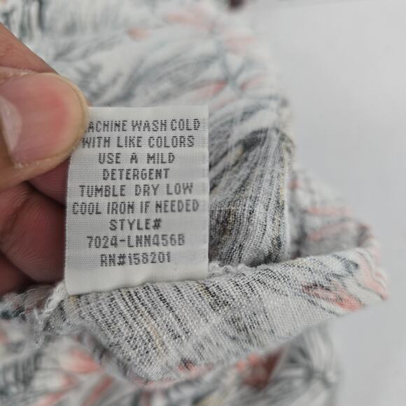 Cali 1850 Los Angeles XS Linen Viscose Tropical Leaf Print Drawstring Pants - Picture 10 of 11